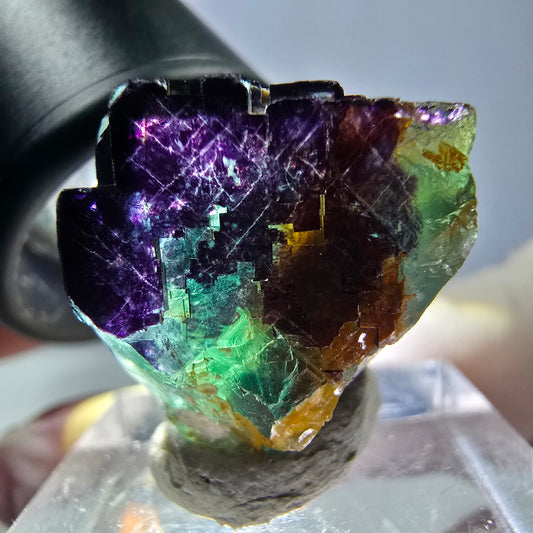 Phantom Fluorit Würfel Stufe grün lila zonal 11:11 Angel Pocket, Namibia 21*18*15mm