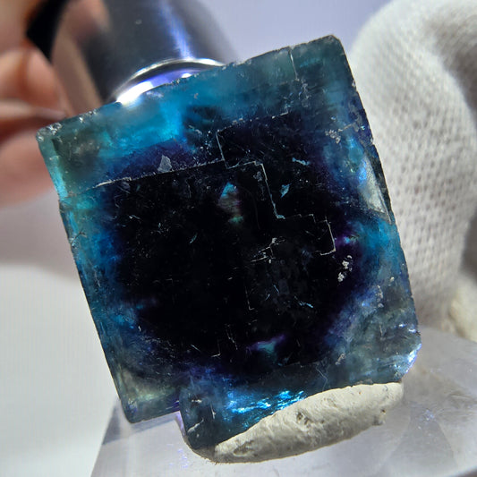 Phantom Fluorit Würfel Stufe, zonal - Neuer Fund! Okorusu, Namibia 28*18*18mm