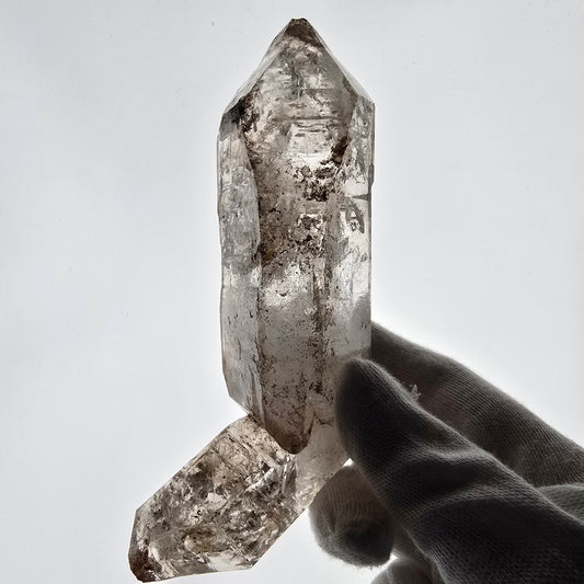 Sceptre XL Enhydro Squelette Quartz Fumé DT 3x Bulle Valentine Pocket Gob. Namibie 146 x 69 x 42 mm 