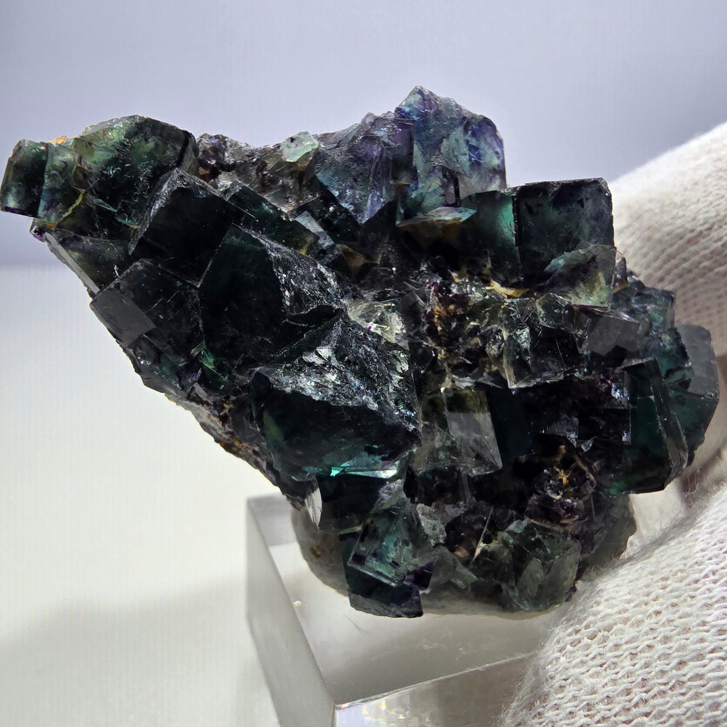 Clear Phantom Fluorite Cube Specimen zonal green purple Okorusu, Namibia 60*39*24mm 