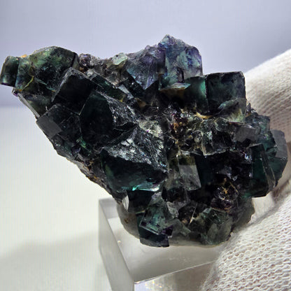 Clear Phantom Fluorite Cube Specimen zonal green purple Okorusu, Namibia 60*39*24mm 