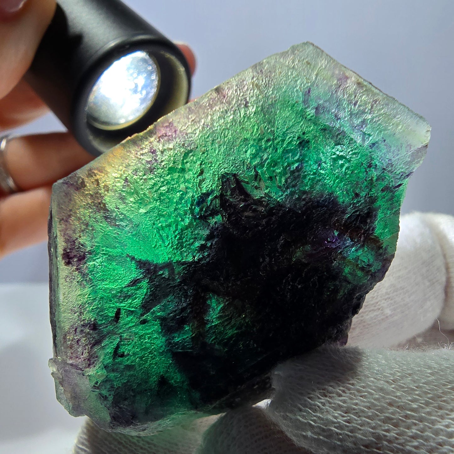 Phantom Fluorit Würfel Stufe, hexagonal grün lila Erongo, Namibia 62*41*32mm