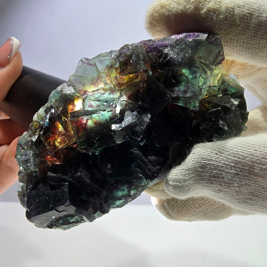 Rare spécimen de cube de fluorite fantôme, vert violet Okorusu Namibie 80*43*17 mm 