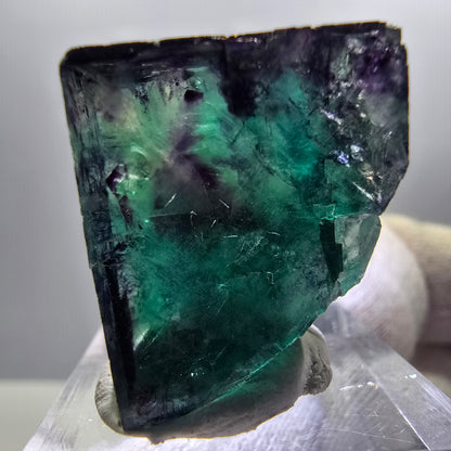 Rare cube de fluorite fantôme, vert violet zonal Okorusu, Namibie 30*24*18mm 