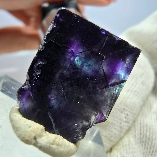 Klare Phantom Fluorit Würfel Stufe zonal grün lila Okorusu, Namibia 22*21*15mm