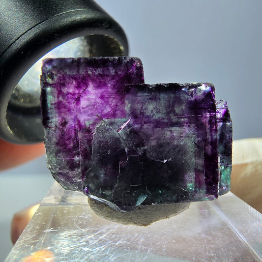 Phantom Fluorit Würfel Stufe, grün lila Okorusu, Namibia 22*17*14mm