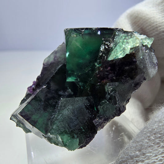 Seltene Phantom Fluorit Würfel Stufe zonal grün lila Okorusu, Namibia 34*25*18mm