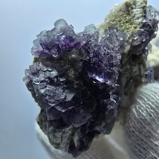 Cube de fluorite fantôme, muscovite, spécimen d'orthose, Erongo, Namibie, 56 x 44 x 28 mm 