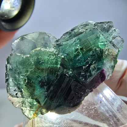 Spécimen de cube de fluorite fantôme, vert violet, Okorusu, Namibie, 36 x 25 x 15 mm 