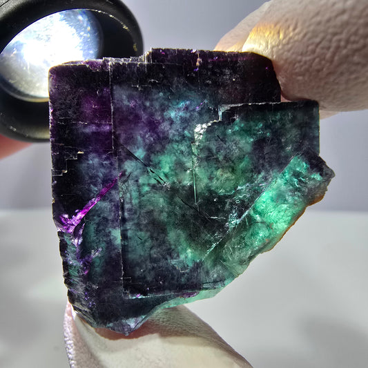 Spécimen de cube de fluorite fantôme, parqueté vert violet Okorusu, Namibie 31*30*20 mm 