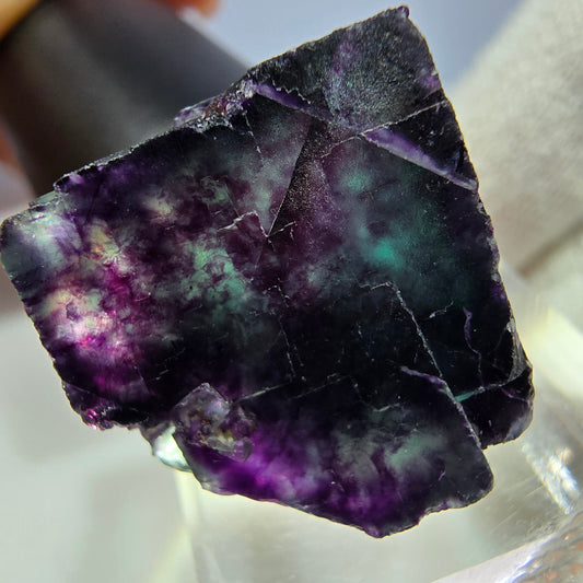 Seltener Phantom Fluorit Würfel, zonal grün lila Okorusu, Namibia 29*24*20mm
