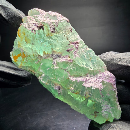 Cube de fluorite fantôme étagé vert turquoise Omehane, namibie 89*45*21mm
