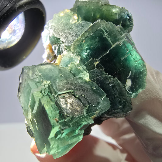Rare spécimen de cube de fluorite fantôme, parqueté vert Okorusu, Namibie, 61 x 42 x 37 mm 
