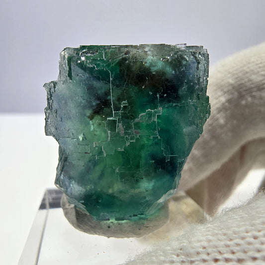 Cube de fluorite fantôme parqueté, vert turquoise Okorusu, Namibie 32*25*19mm 