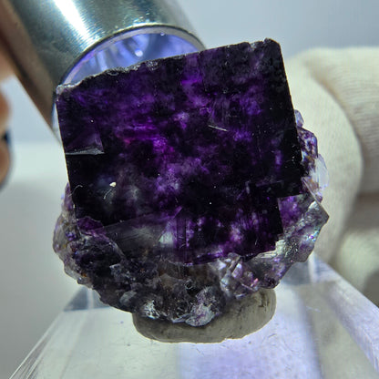 Spécimen de cube de fluorite fantôme zonal, vert violet Okorusu, Namibie 25*20*10 mm 