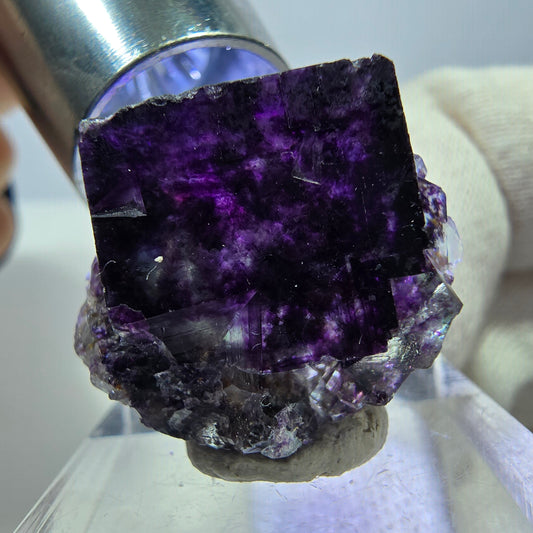 Spécimen de cube de fluorite fantôme zonal, vert violet Okorusu, Namibie 25*20*10 mm 