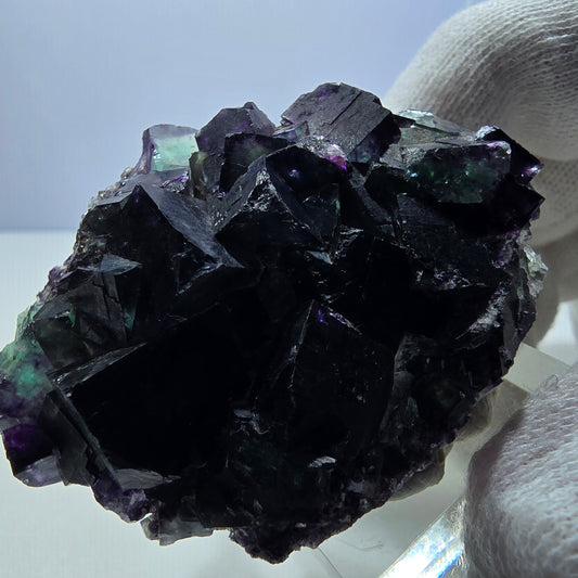 Seltene Phantom Fluorit Würfel Stufe zonal grün lila Okorusu, Namibia 59*42*18mm