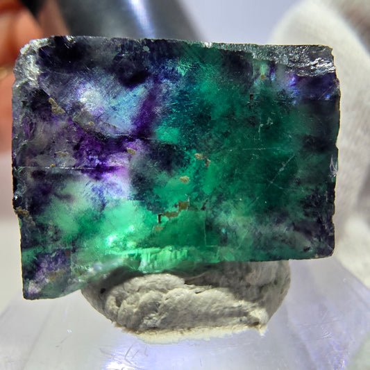 Seltene Phantom Fluorit Würfel Stufe zonal grün lila Okorusu, Namibia 31*24*19mm