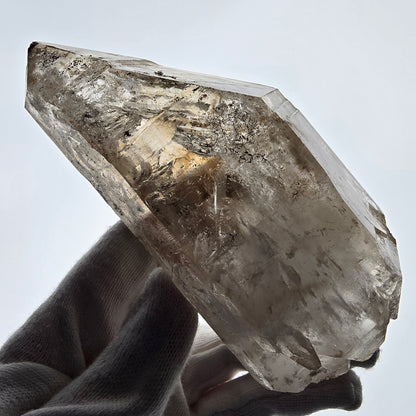Quartz fumé squelette fantôme lémurien DT, calcite UV Valentine Pocket, Namibie 129 x 61 x 48 mm 