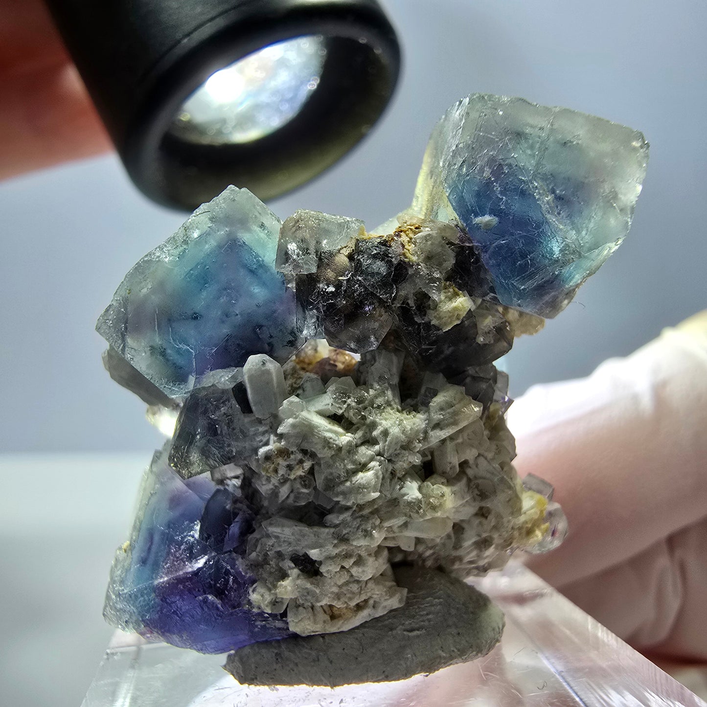Phantom Fluorit Würfel Stufe, blau lila Okorusu, Namibia 34*29*20mm