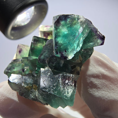 Spécimen de cube de fluorite fantôme parqueté vert violet Okorusu, Namibie 42*33*14 mm 