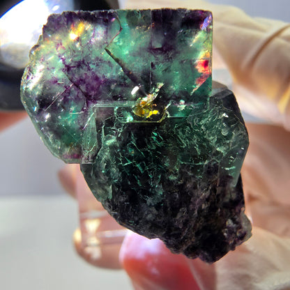 Phantom Fluorit Würfel Stufe, parkettiert grün lila Okorusu, Namibia 27*26*22mm
