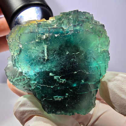 Spécimen de cube de fluorite fantôme, parqueté vert violet Okorusu, Namibie 45*43*31 mm 