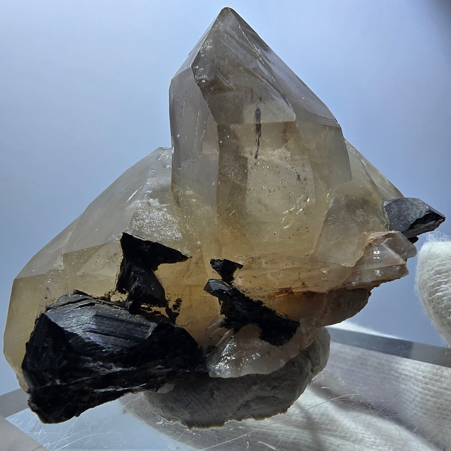 Spécimen rare de quartz fumé et de tourmaline Schorl à Erongo, Namibie, 53 x 48 x 39 mm 