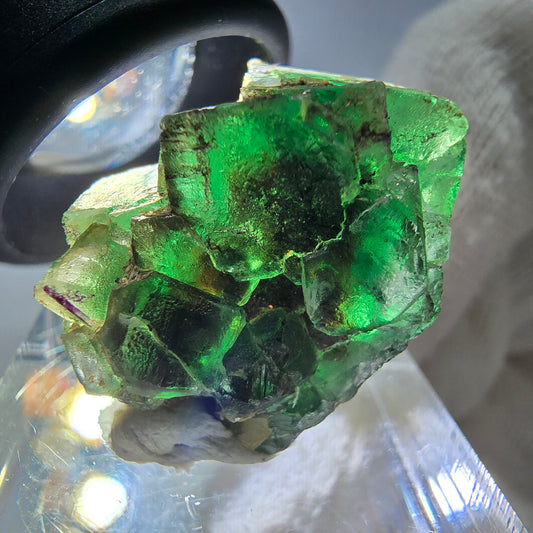 Spécimen de cube de fluorite fantôme, vert-brun, Erongo, Namibie, 23 x 18 x 16 mm 