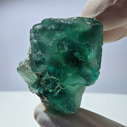 Spécimen de cube de fluorite fantôme transparente, vert parqueté, Okorusu, Namibie, 40 x 35 x 24 mm 