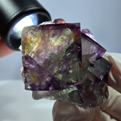 Spécimen de cube de fluorite fantôme, parqueté vert violet Okorusu, Namibie 46*41*26 mm 