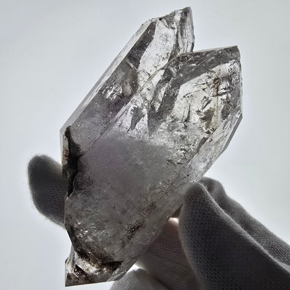 Quartz fumé squelette Enhydro DT, calcite UV, 2x Bubble Valentine Pocket, Namibie 91 x 45 x 27 mm 