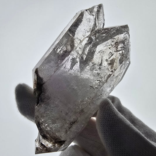 Quartz fumé squelette Enhydro DT, calcite UV, 2x Bubble Valentine Pocket, Namibie 91 x 45 x 27 mm 