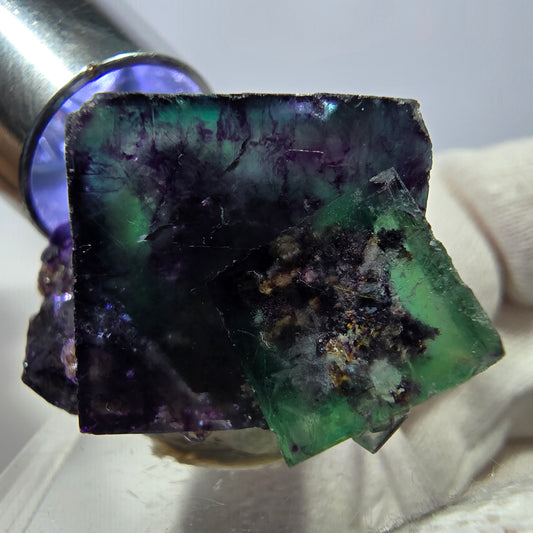Spécimen zonal de cube de fluorite fantôme, vert violet, Okorusu, Namibie, 37 x 27 x 24 mm 