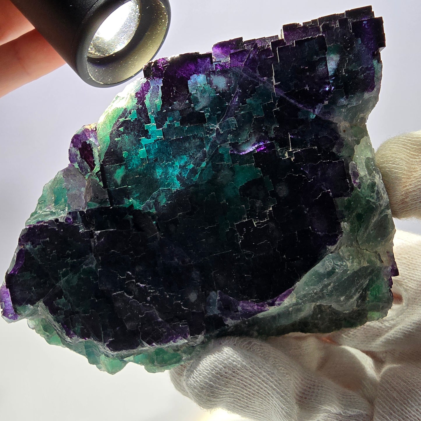 Große Phantom Fluorit Würfel Stufe grün lila zonal 11:11 Angel Pocket, Namibia 98*78*51mm