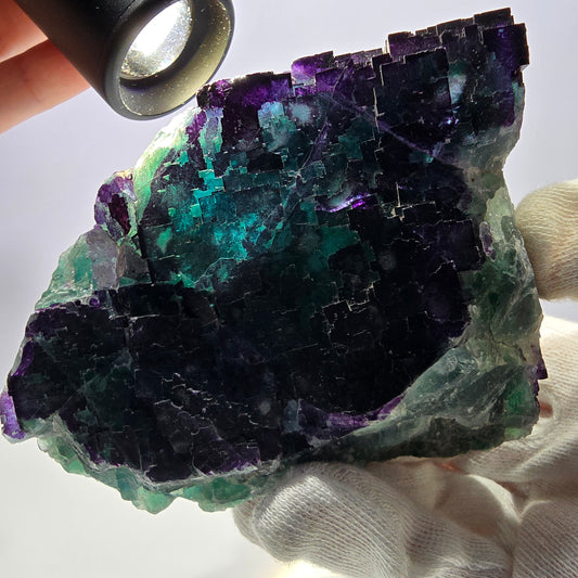 Große Phantom Fluorit Würfel Stufe grün lila zonal 11:11 Angel Pocket, Namibia 98*78*51mm