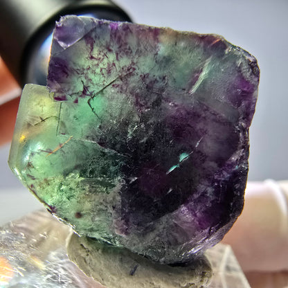 Rare cube de fluorite fantôme parqueté vert violet Okorusu Namibie 24*23*21mm 
