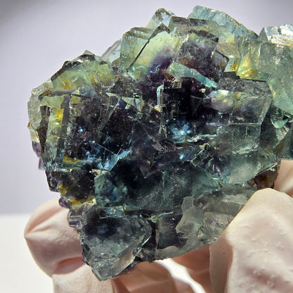 Spécimen de cube de fluorite fantôme très clair parqueté Okorusu, Namibie 49*36*26mm 