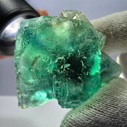 Rare spécimen de cube de fluorite fantôme, parqueté vert Okorusu, Namibie, 40 x 33 x 23 mm 