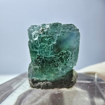 Klarer Phantom Fluorit Würfel parkettiert, grün Okorusu, Namibia 15*14*14mm