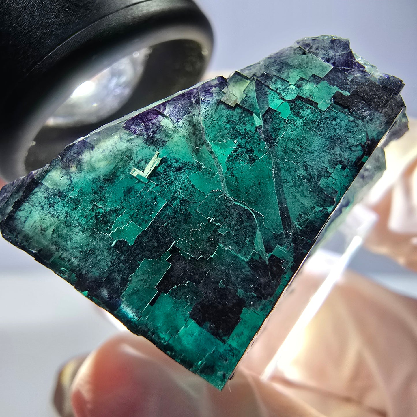 Phantom Fluorit Würfel parkettiert, grün lila Okorusu, Namibia 29*23*22mm
