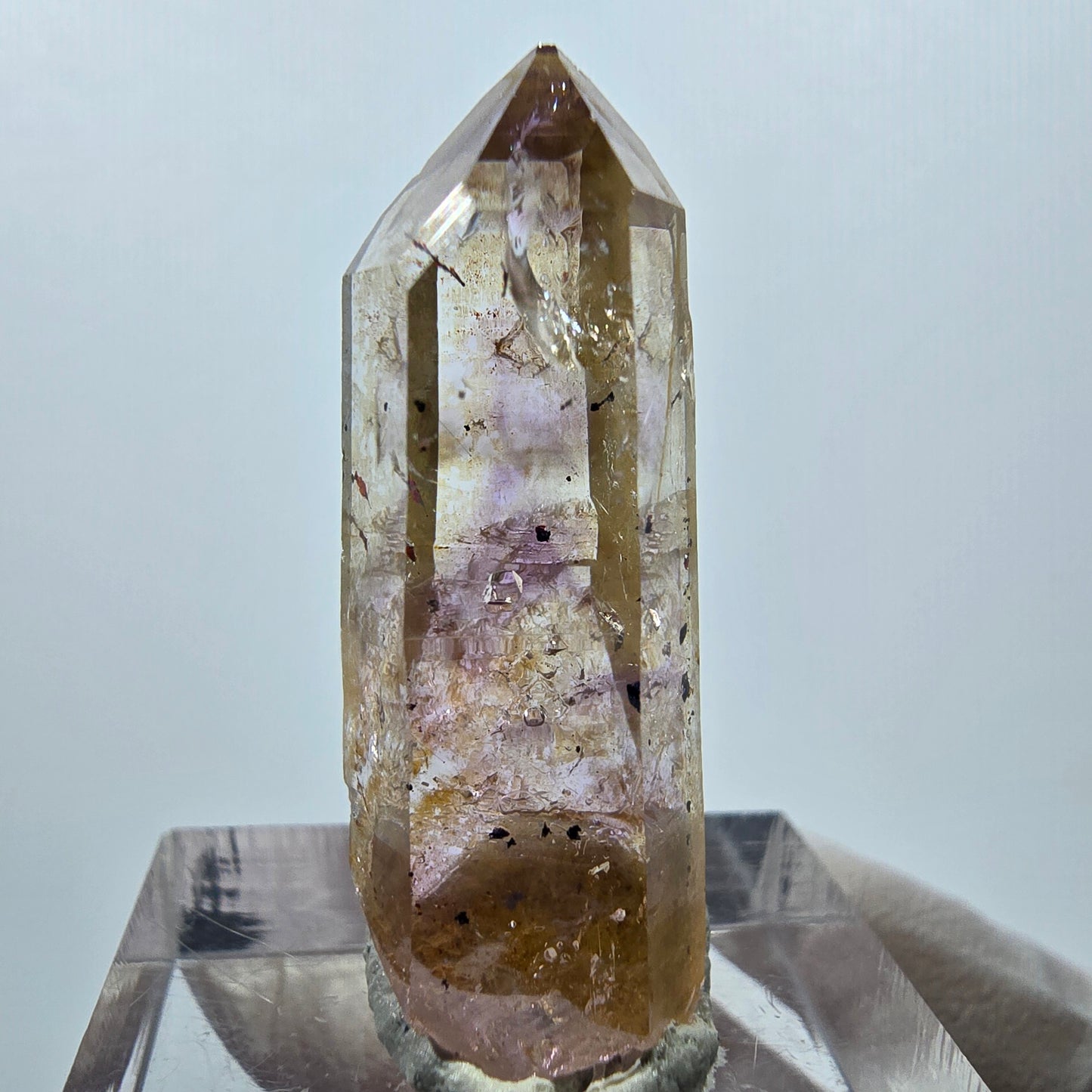 Améthyste fantôme Enhydro, mine d'hématite Streep, Goboboseb, Namibie, 32 x 11 x 11 mm 