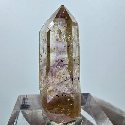 Améthyste fantôme Enhydro, mine d'hématite Streep, Goboboseb, Namibie, 32 x 11 x 11 mm 