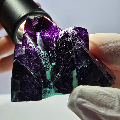 Spécimen de cube de fluorite fantôme vert violet zonal 11:11 Angel Pocket, Namibie 44*32*25mm 