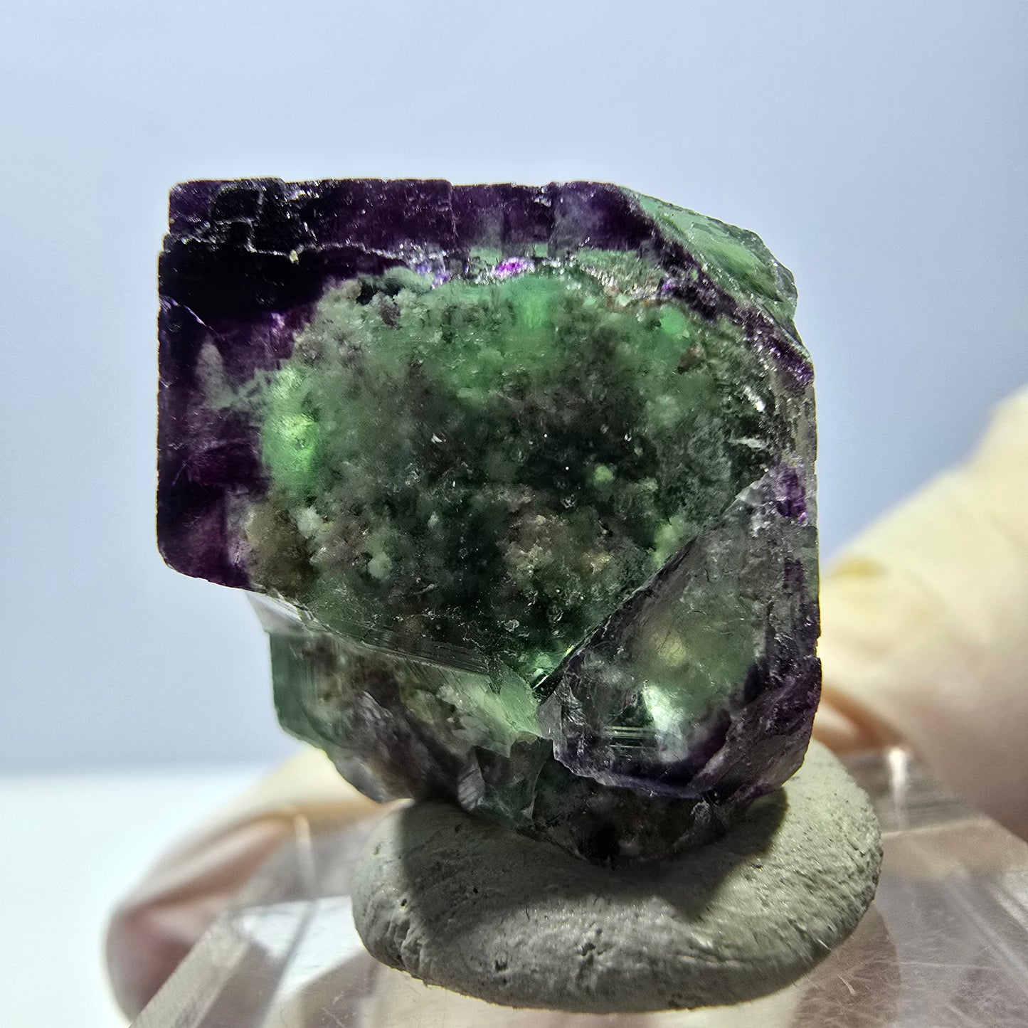 Phantom Fluorit Würfel parkettiert, zonal, grün lila Okorusu, Namibia 21*20*18mm