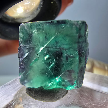 Phantom Fluorit Würfel Stufe, parkettiert grün lila Okorusu, Namibia 17*17*11mm