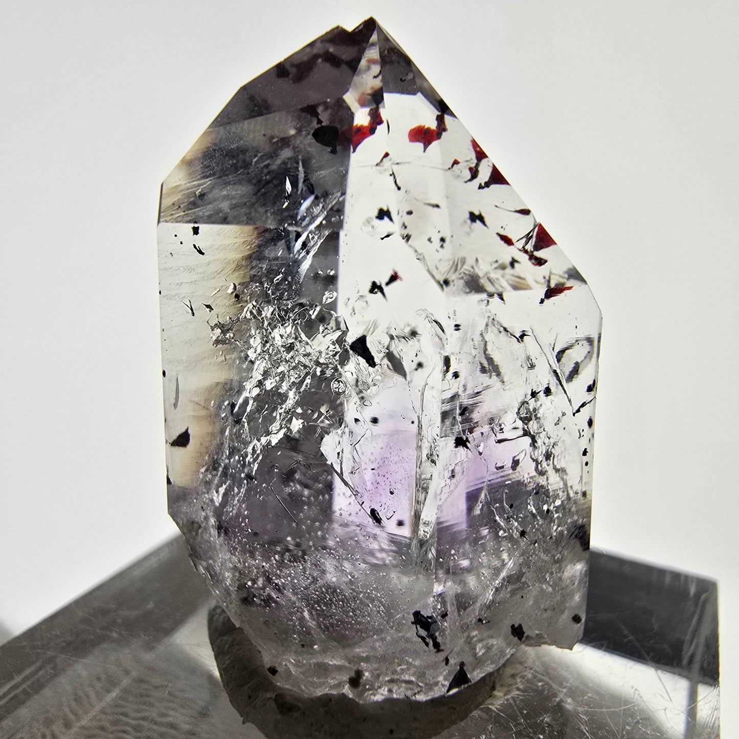 Améthyste fantôme Harlequin d'Enhydro, 3x Bubble Streep Mine, Namibie 27 x 18 x 13 mm 