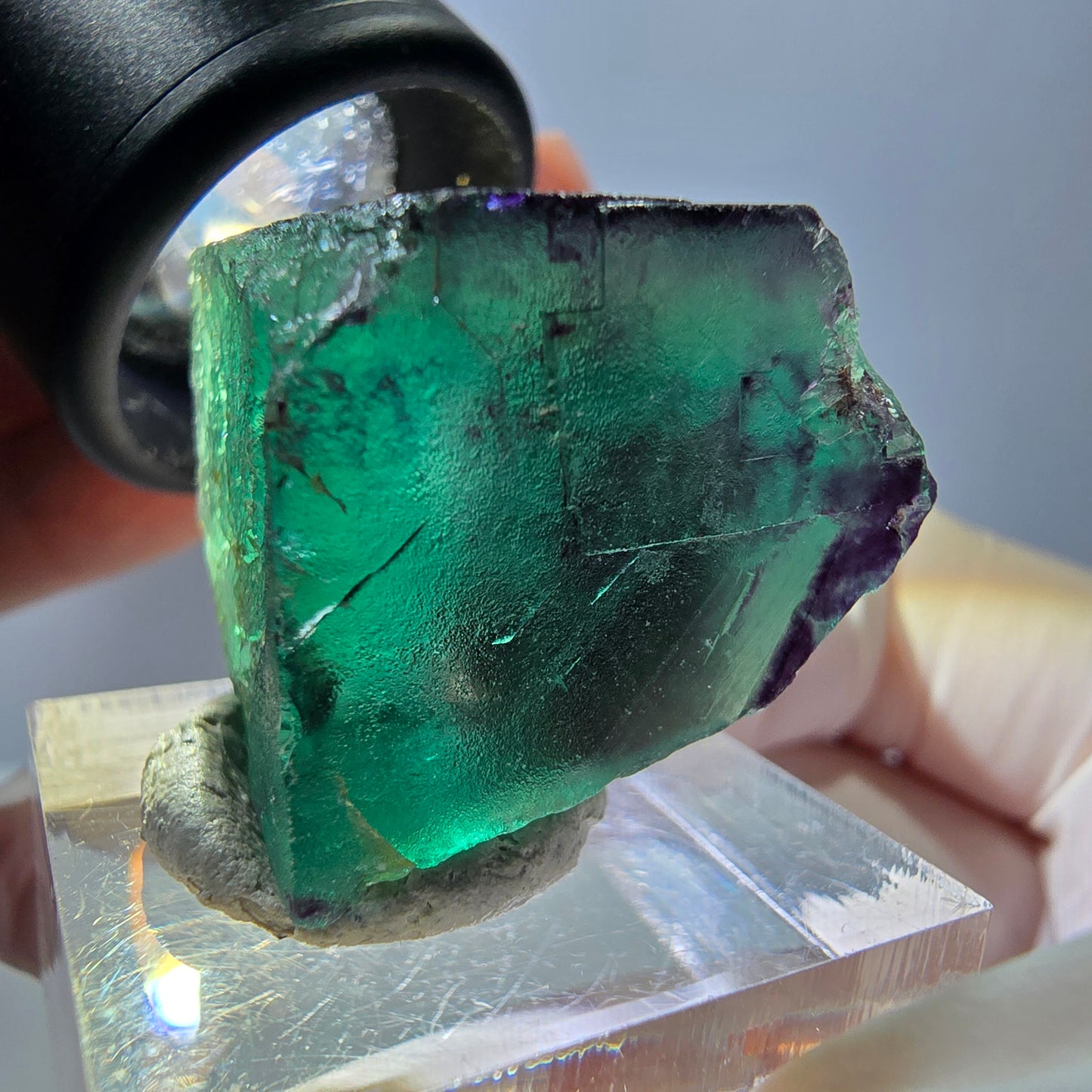 Phantom Fluorit Würfel Stufe, parkettiert grün lila Okorusu, Namibia 25*25*21mm