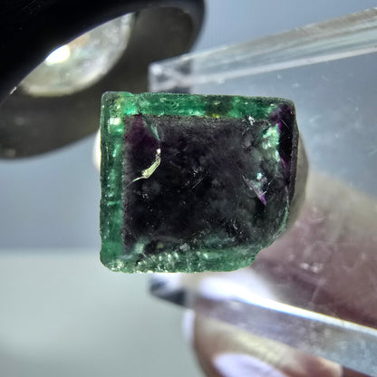 Phantom Fluorit Würfel Stufe, grün lila Okorusu, Namibia 15*12*11mm