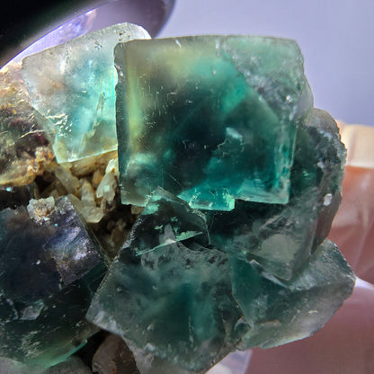 Phantom Fluorit Würfel, Quarz Stufe, grün Okorusu, Namibia 39*32*13mm